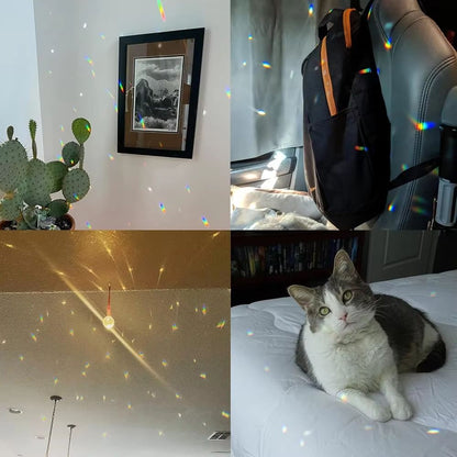 2pcs Crystal Sun Catcher Prism Window Hanging Rainbow Maker Light Reflector Decor