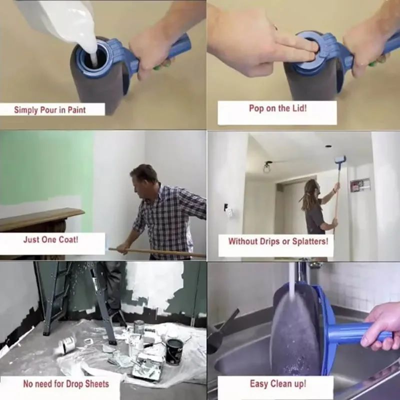 High-Coverage Self-Priming Paint Roller Brush for Smooth Wall Finishes