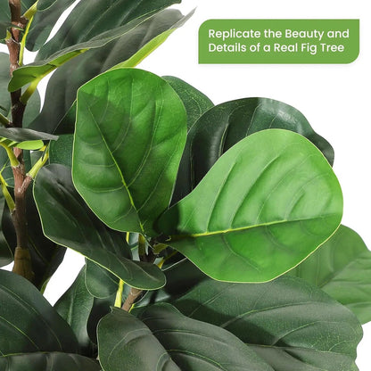 Tall Artificial Fiddle Leaf Fig Tree with Pot – Realistic Faux Plant Decor for Stylish Indoor Spaces