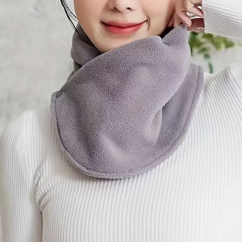 Velvet Thermal Neck Warmer Snap Button Winter Windproof Scarf