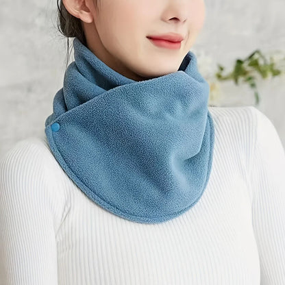 Velvet Thermal Neck Warmer Snap Button Winter Windproof Scarf
