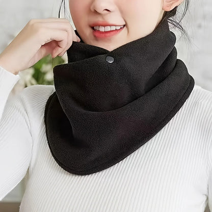 Velvet Thermal Neck Warmer Snap Button Winter Windproof Scarf