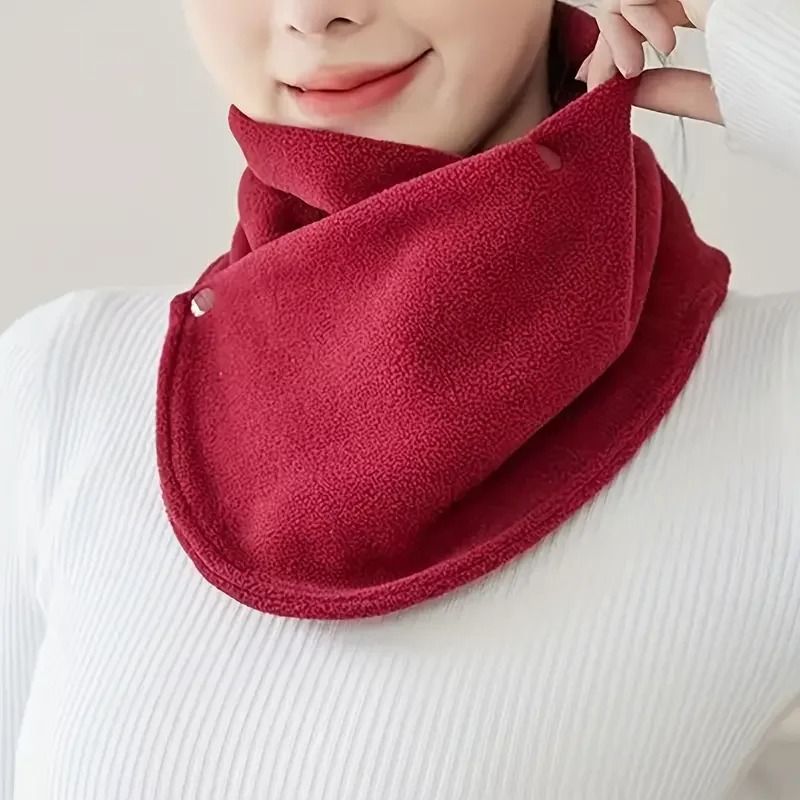 Velvet Thermal Neck Warmer Snap Button Winter Windproof Scarf