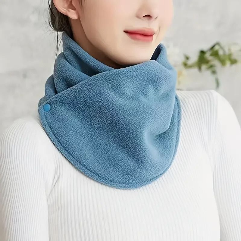 Velvet Thermal Neck Warmer Snap Button Winter Windproof Scarf