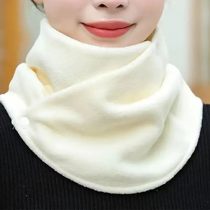 Velvet Thermal Neck Warmer Snap Button Winter Windproof Scarf