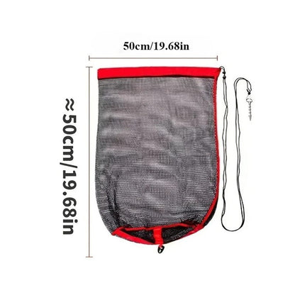 Portable Fishing Net Bag with Drawstring Secure Mesh Fish Keeper Storage