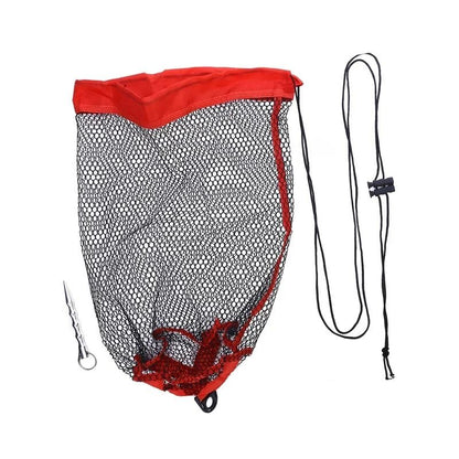 Portable Fishing Net Bag with Drawstring Secure Mesh Fish Keeper Storage