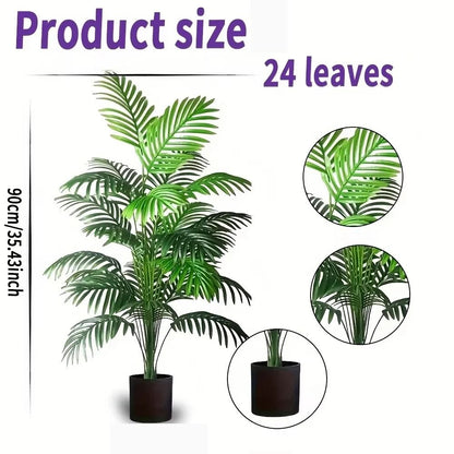 Artificial Areca Palm Tree in Pot Realistic Indoor Decorative Fake Plant