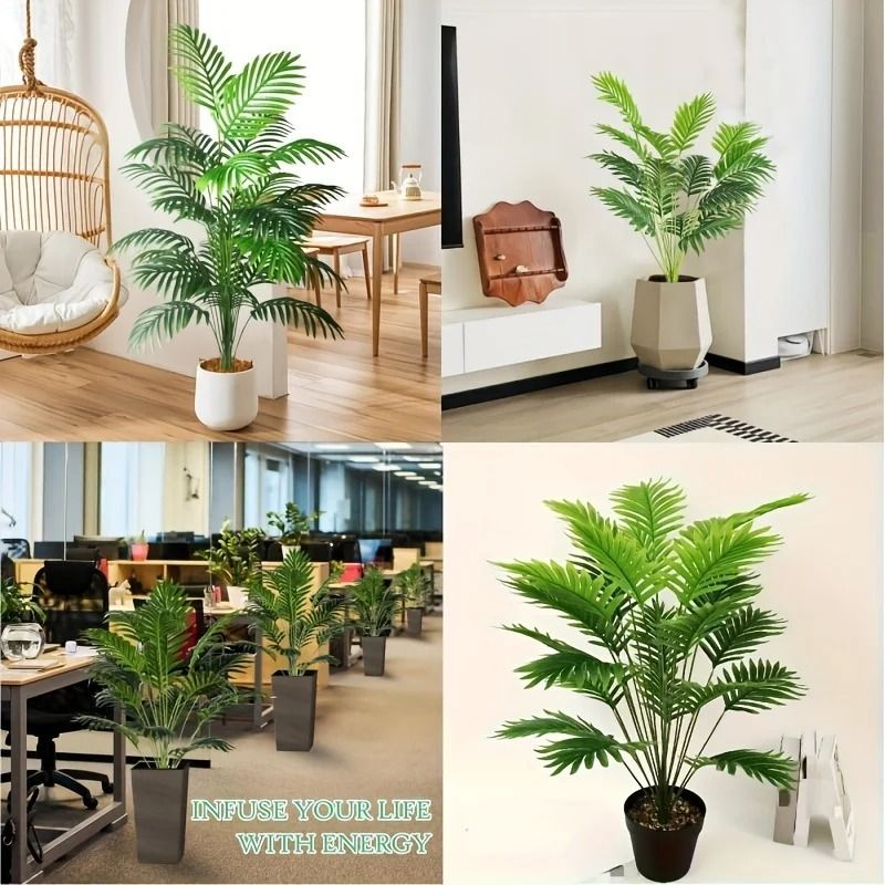 Artificial Areca Palm Tree in Pot Realistic Indoor Decorative Fake Plant