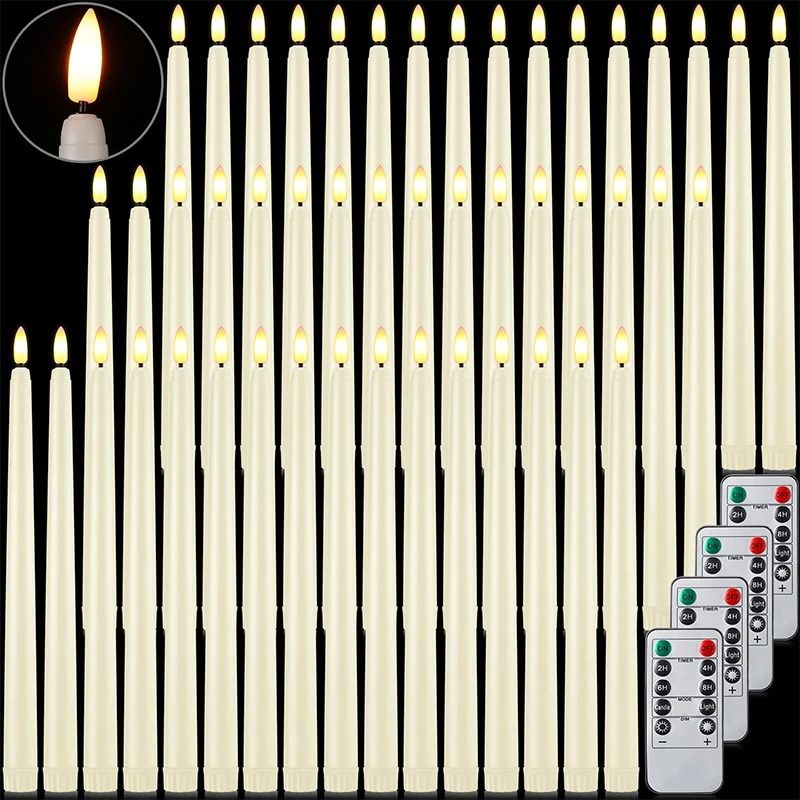 12-Piece Flameless LED Taper Candles – Battery-Operated Flickering Lights for Halloween, Weddings & Christmas