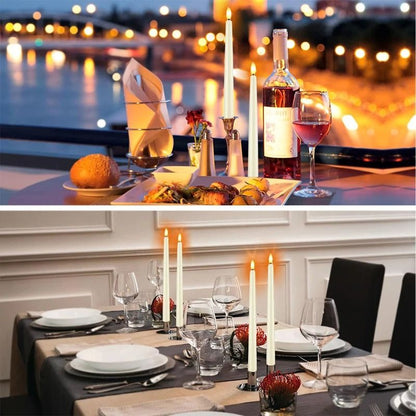 12-Piece Flameless LED Taper Candles – Battery-Operated Flickering Lights for Halloween, Weddings & Christmas