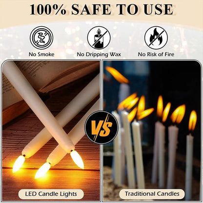 12-Piece Flameless LED Taper Candles – Battery-Operated Flickering Lights for Halloween, Weddings & Christmas