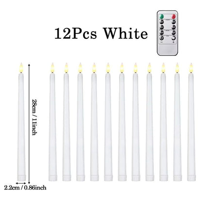 12-Piece Flameless LED Taper Candles – Battery-Operated Flickering Lights for Halloween, Weddings & Christmas