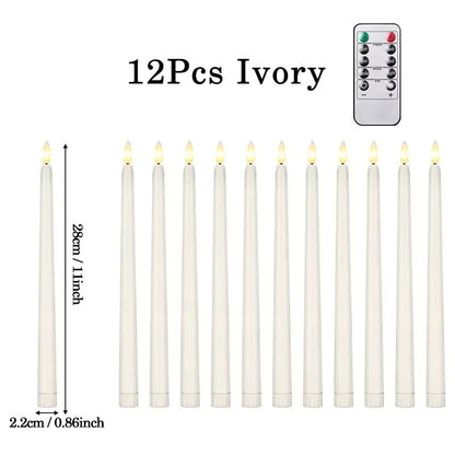 12-Piece Flameless LED Taper Candles – Battery-Operated Flickering Lights for Halloween, Weddings & Christmas