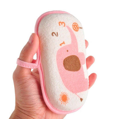 Cartoon Elephant Baby Bath Sponge Soft Cotton Kids Bath Towel Gentle Scrubber