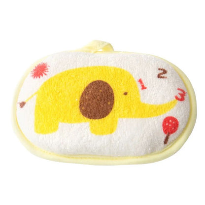 Cartoon Elephant Baby Bath Sponge Soft Cotton Kids Bath Towel Gentle Scrubber