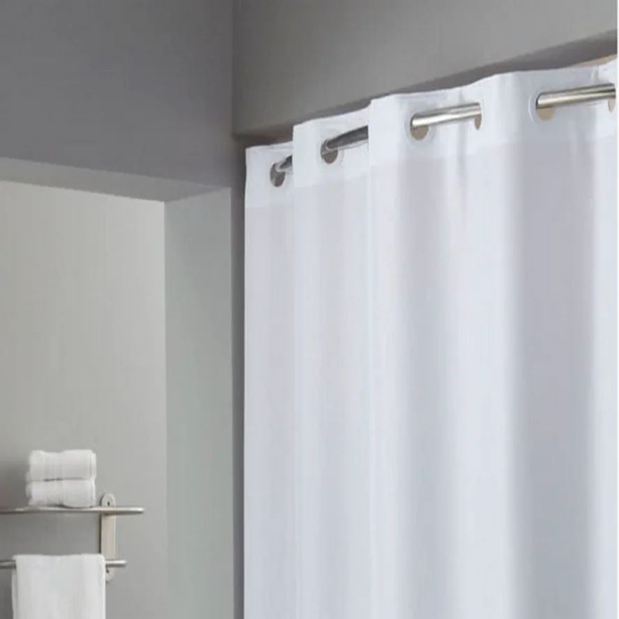 No Hook Shower Curtain Hotel Quality Fabric Waterproof Bathroom Curtain