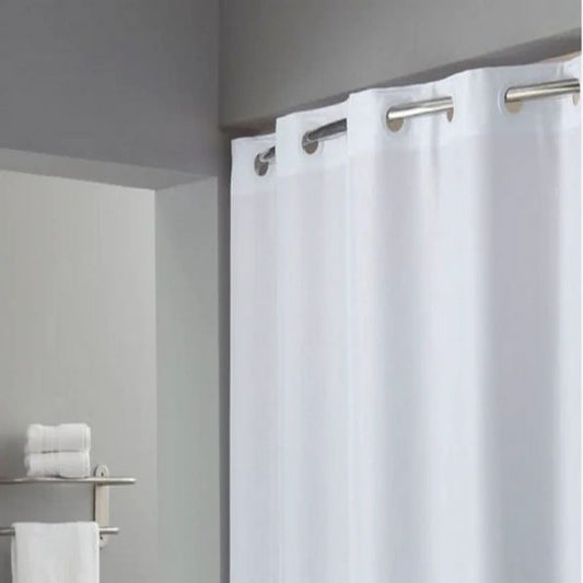 No Hook Shower Curtain Hotel Quality Fabric Waterproof Bathroom Curtain
