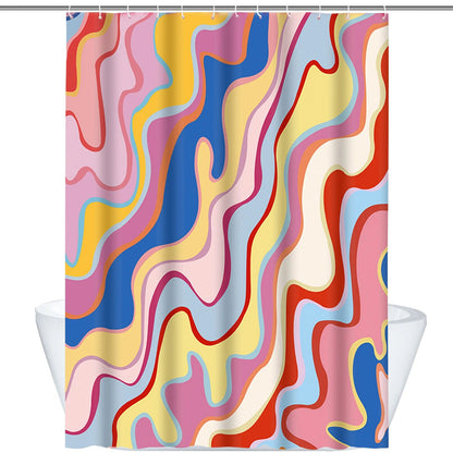 Double Layer Shower Curtain with Snap In Liner Waterproof Hookless Bathroom Curtain