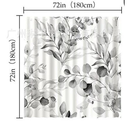 Double Layer Shower Curtain with Snap In Liner Waterproof Hookless Bathroom Curtain