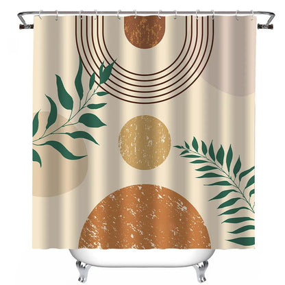 Double Layer Shower Curtain with Snap In Liner Waterproof Hookless Bathroom Curtain