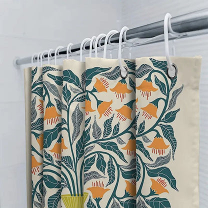Floral Shower Curtain Elegant Bathroom Curtain Waterproof Fabric Decor