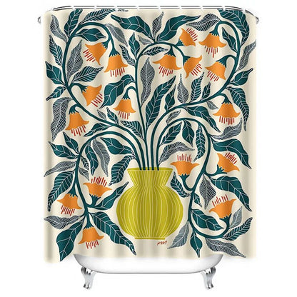 Floral Shower Curtain Elegant Bathroom Curtain Waterproof Fabric Decor