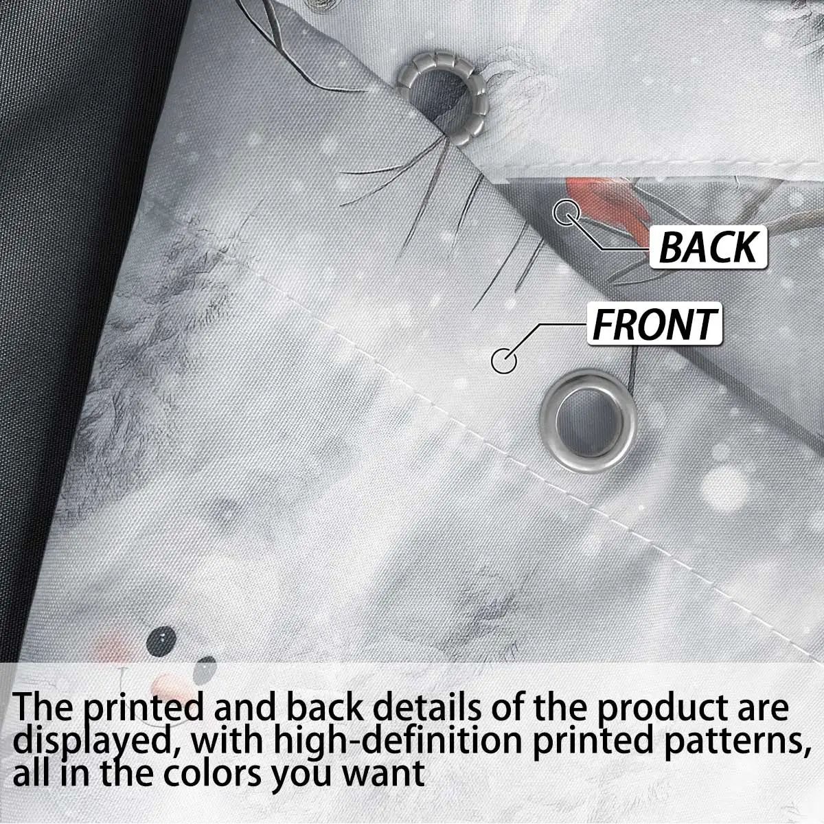 Christmas Snowman Shower Curtain Waterproof Holiday Bathroom Curtain Decor