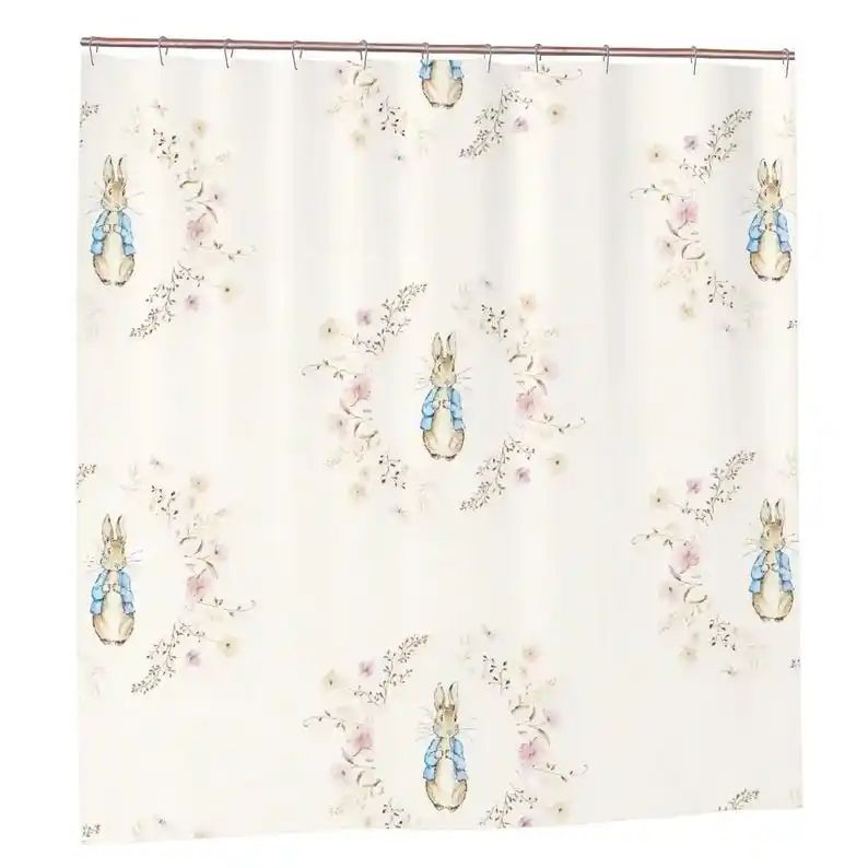 Peter Rabbit Shower Curtain Kids Bathroom Curtain Vintage Floral Decor