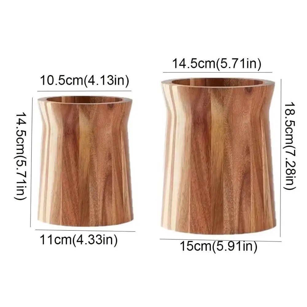 360° Rotating Wooden Utensil Organizer – Farmhouse Trapezoid Cutlery & Chopstick Holder Rack