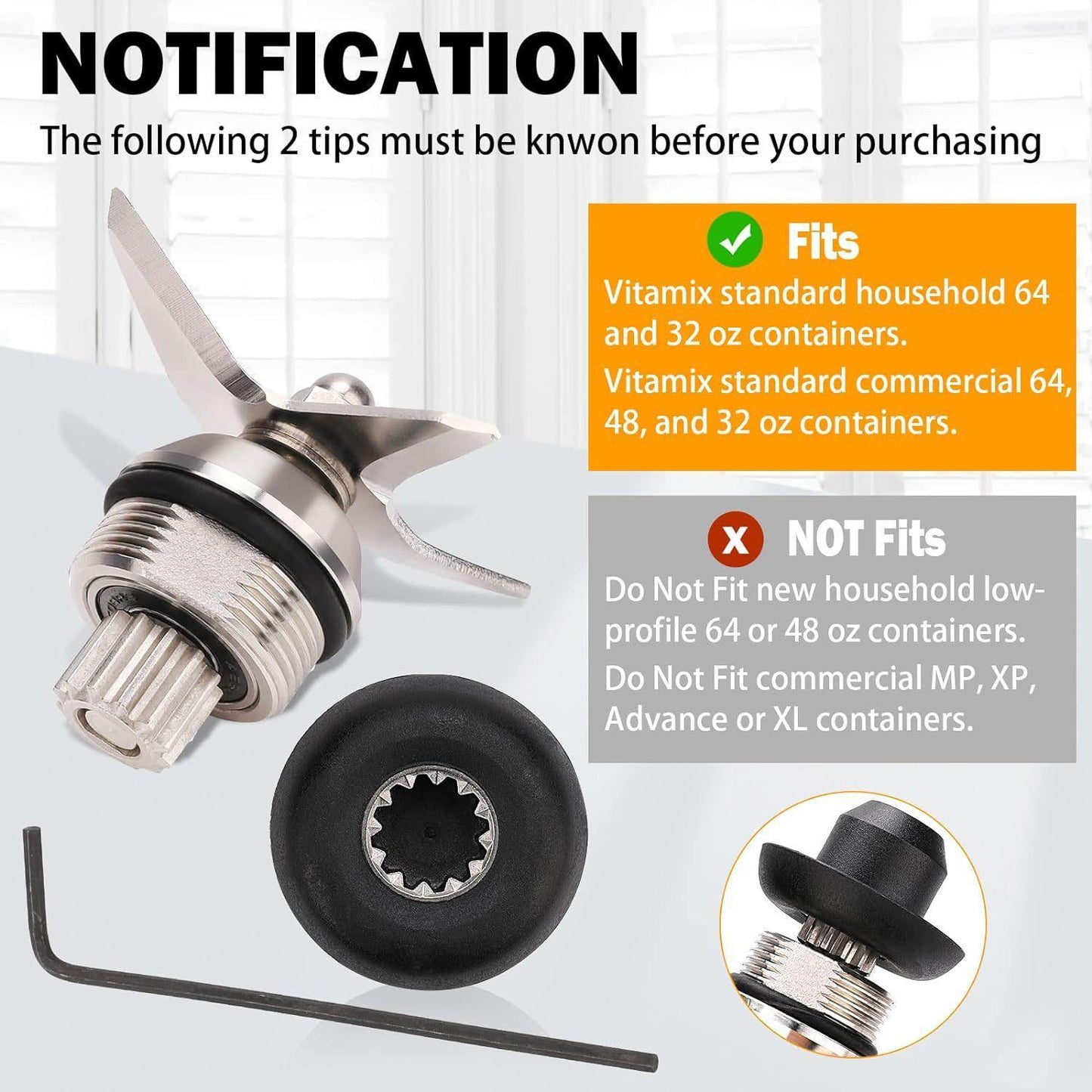 Vitamix 5200 Blade Replacement Kit Stainless Steel Ice Crusher Assembly