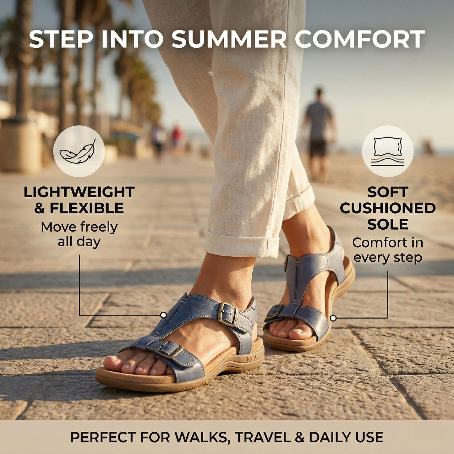 Custom Fit Womens Sandals with Breathable Design Adjustable Straps and Lightweight Cushioned Sole for Daily Summer Wear