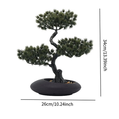 Artificial Bonsai Tree Japanese Pine Mini Plant Decor for Desk and Home