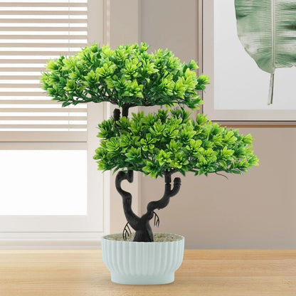 Artificial Bonsai Tree Japanese Pine Mini Plant Decor for Desk and Home