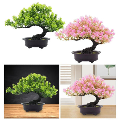 Artificial Bonsai Tree Japanese Pine Mini Plant Decor for Desk and Home