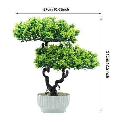 Artificial Bonsai Tree Japanese Pine Mini Plant Decor for Desk and Home