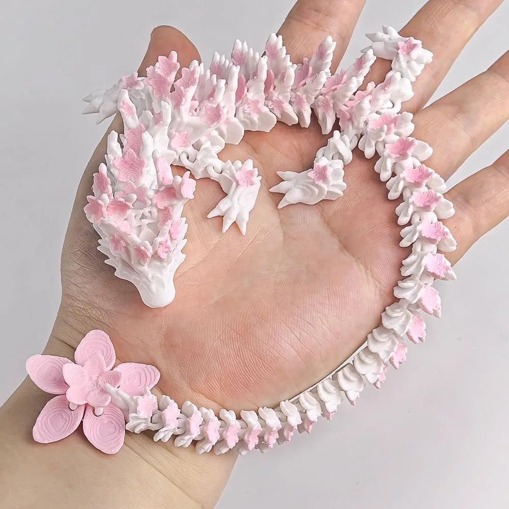 3D Printed Cherry Blossom Dragon Movable Figure Decor