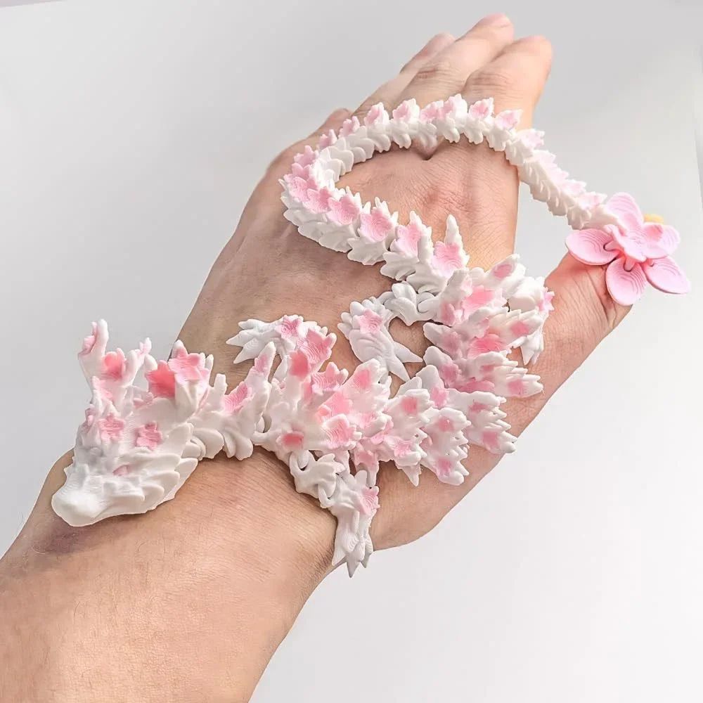 3D Printed Cherry Blossom Dragon Movable Figure Decor