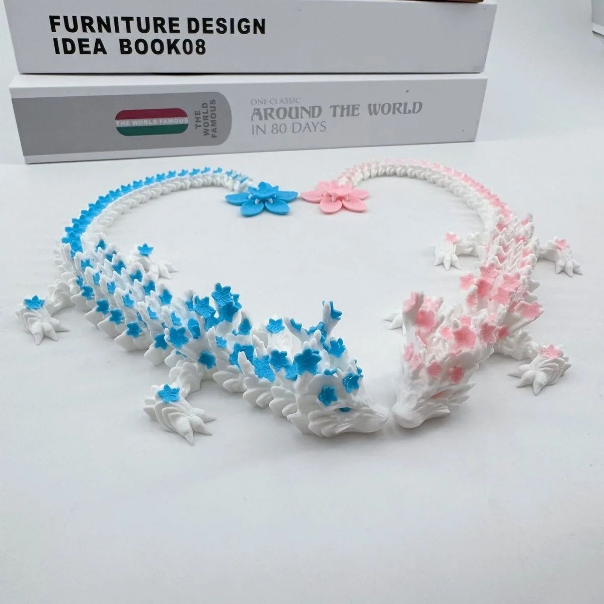 3D Printed Cherry Blossom Dragon Movable Figure Decor