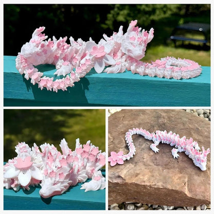 3D Printed Cherry Blossom Dragon Movable Figure Decor