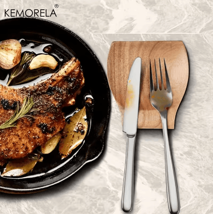 KemoRela Wooden Spoon Rest & Utensil Holder – Heat-Resistant Kitchen Tool Organizer