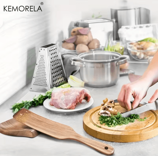 KemoRela Wooden Spoon Rest & Utensil Holder – Heat-Resistant Kitchen Tool Organizer