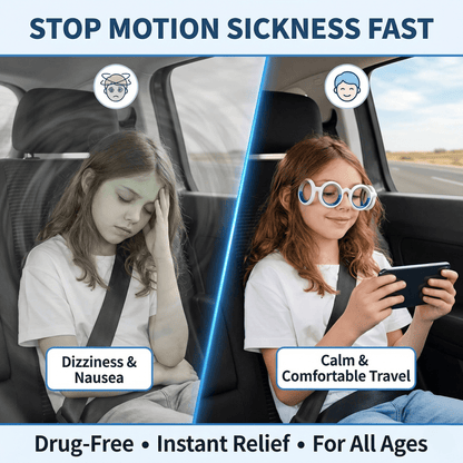 Portable Anti-Sickness Glasses For Children Adult, Anti-Motion Sickness Liquid Glasses, Lensless Driving Sickness Goggle