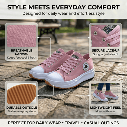 Pattern Womens Casual Lace-Up Canvas Sneakers Flat Shoes