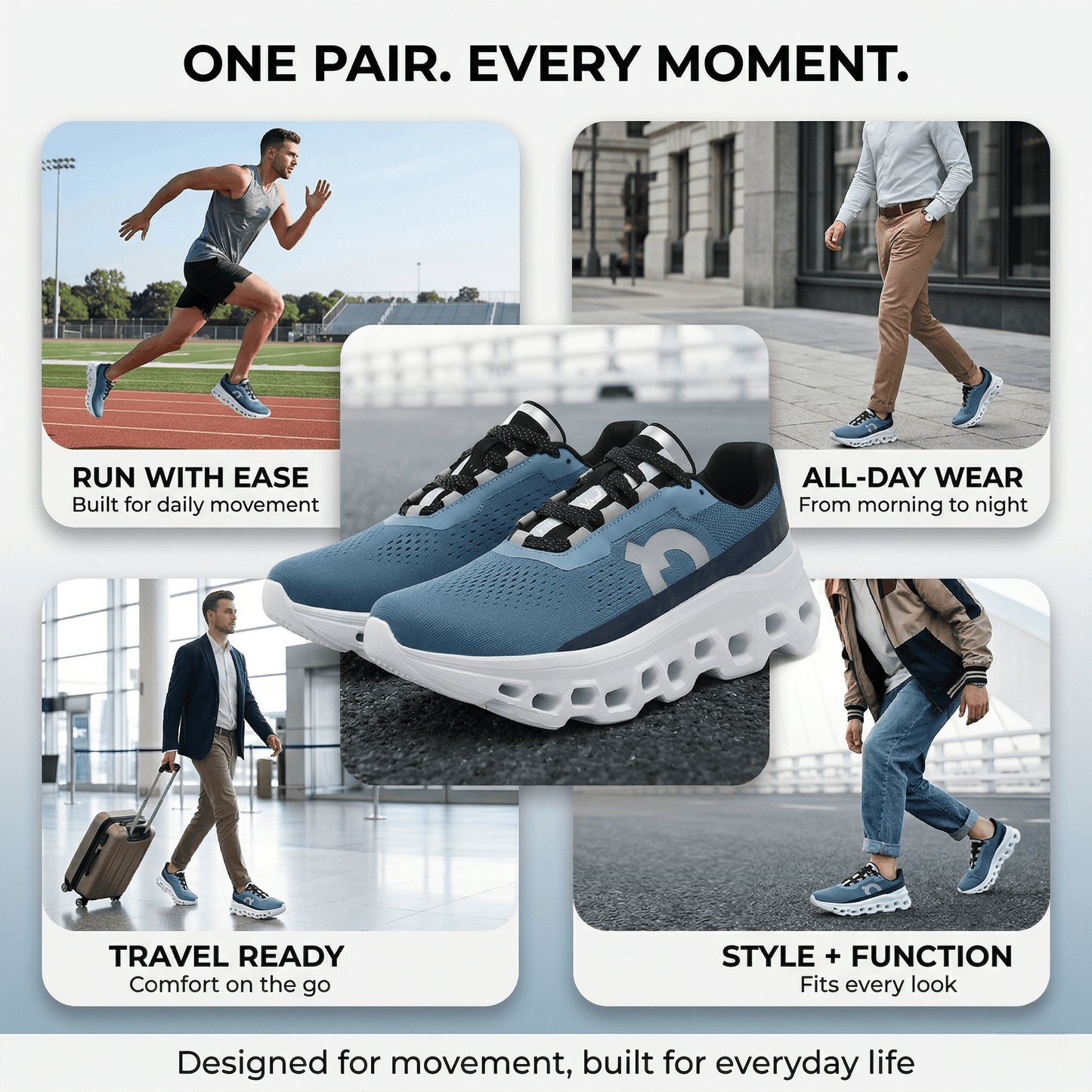 Lightweight Mens Cushioning Running Shoes, Non-Slip Athletic Casual Sneakers for Sports, Outdoor Travel, and Walking