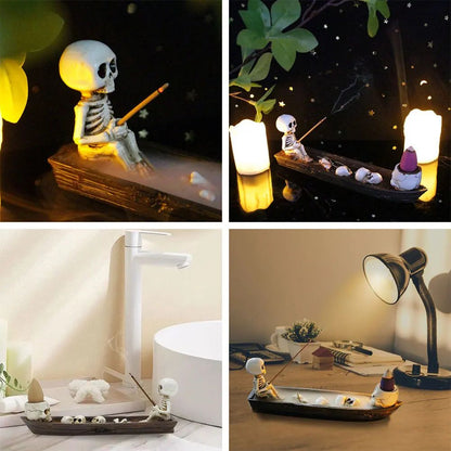 MysticSkull Ghost Boat Incense Holder – Creative Skeleton Resin Burner for Cones & Sticks Aromatherapy Decor