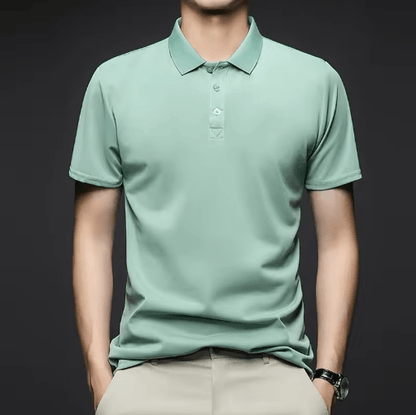 Mens Polo Shirt Breathable Solid Color Casual Summer Top