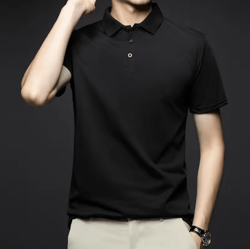 Mens Polo Shirt Breathable Solid Color Casual Summer Top