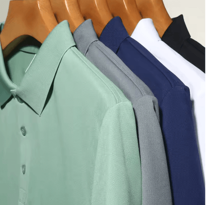 Mens Polo Shirt Breathable Solid Color Casual Summer Top