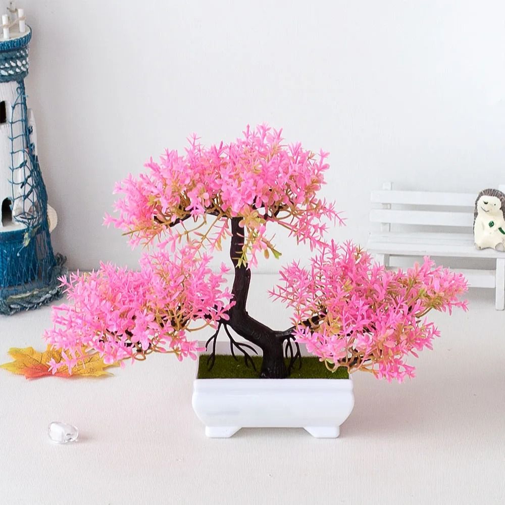 Artificial Bonsai Plant Mini Potted Tree Tabletop Decor